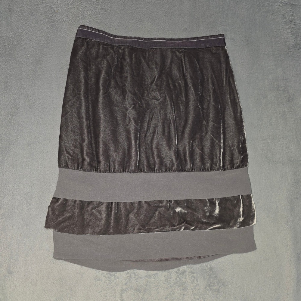 Boden Limited Edition Silk Velour Tiered Ruffle Skirt Grey US 6 UK 10 BG008